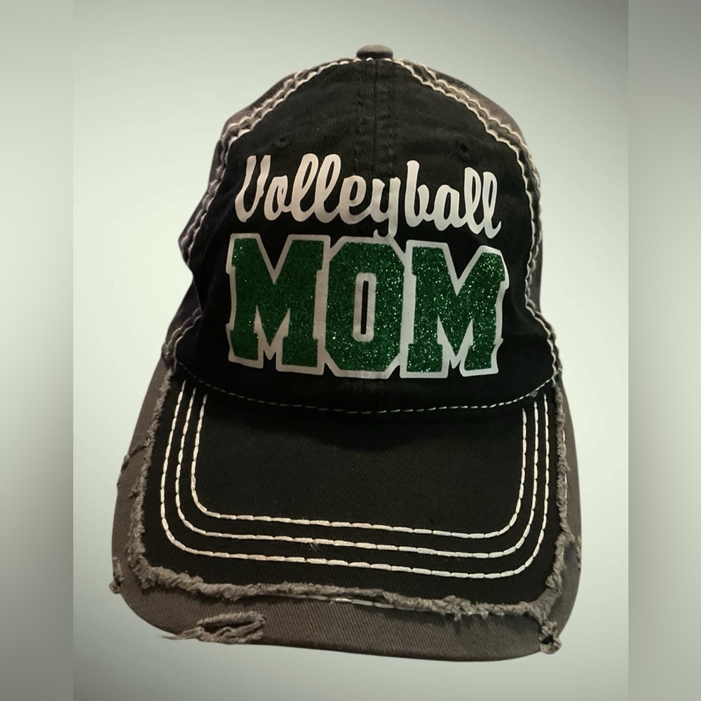 Distressed "Volleyball Mom" Glitter Baseball Cap – Excellent Condition